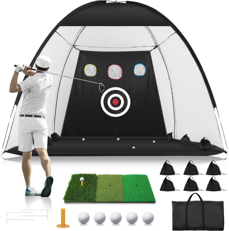 10x7ft Golf Practice Net with Tri-Turf Golf Mat